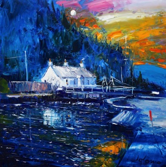 Evening reflections at Dunardry Crinan Canal 24x24